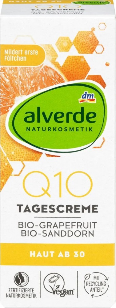 Alverde Denný pleťový krém Q10 s bio grapefruitom a bio rakytníkom rešetliakovým