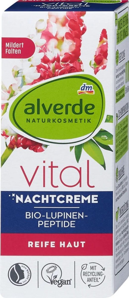 Alverde Nočný pleťový krém Vital s bio lupinovými peptidmi