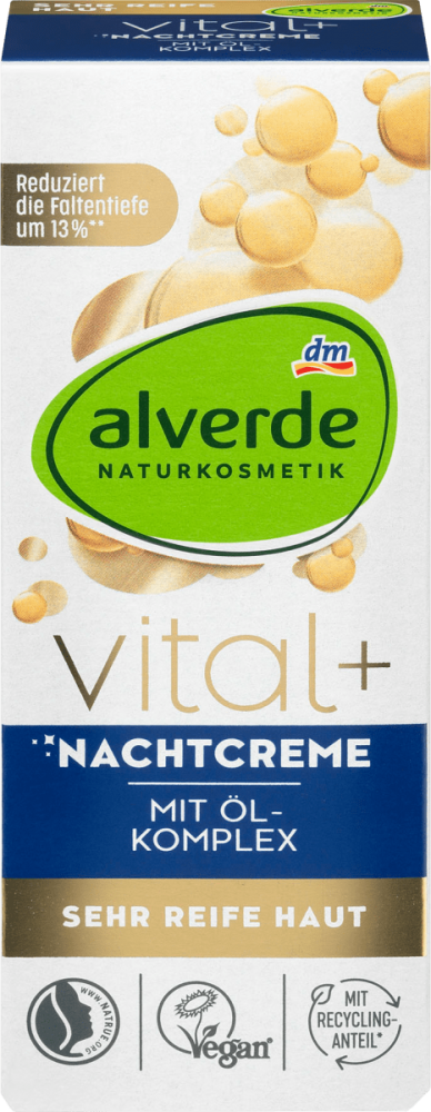 Alverde Nočný Pleťový Krém Vital+ s Olejovým Komplexom