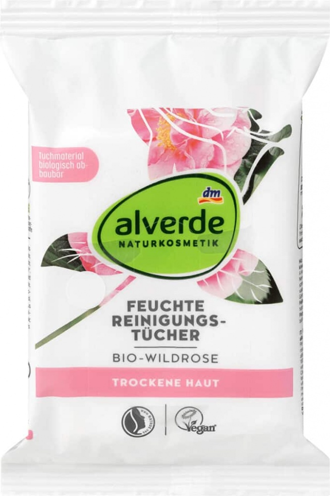 Alverde Vlhčené Čistiace Utierky s Bio Divou Ružou