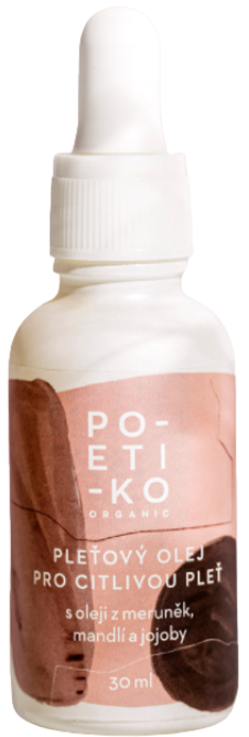 POETIKO organic pleťový olej pre citlivú pleť s Olejmi z Marhúľ, Mandlí a Jojoby