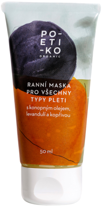 POETIKO organic ranná maska pre všetky typy pleti s Konopným Olejom, Levanduľou a Žihľavou