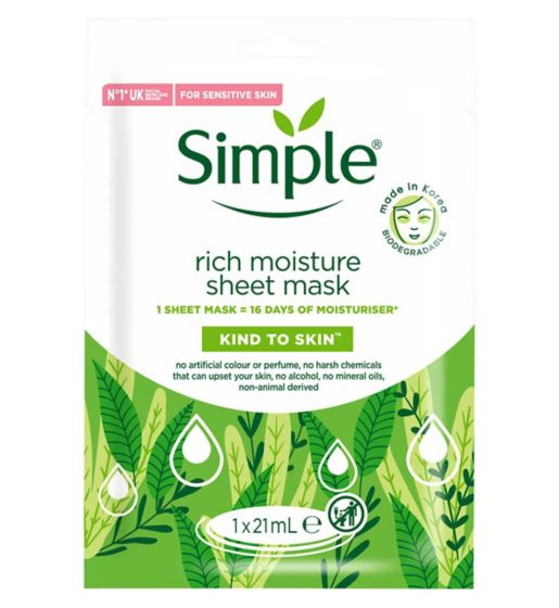  Simple Kind To Skin Rich Moisture Sheet Mask
