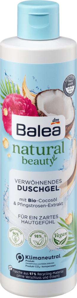 Balea Sprchovací gél natural beauty s bio kokosovým olejom a extraktom z pivoniek