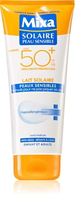 MIXA Lait Solaire Opaľovacie mlieko na tvár a telo pre citlivú pokožku SPF 50+