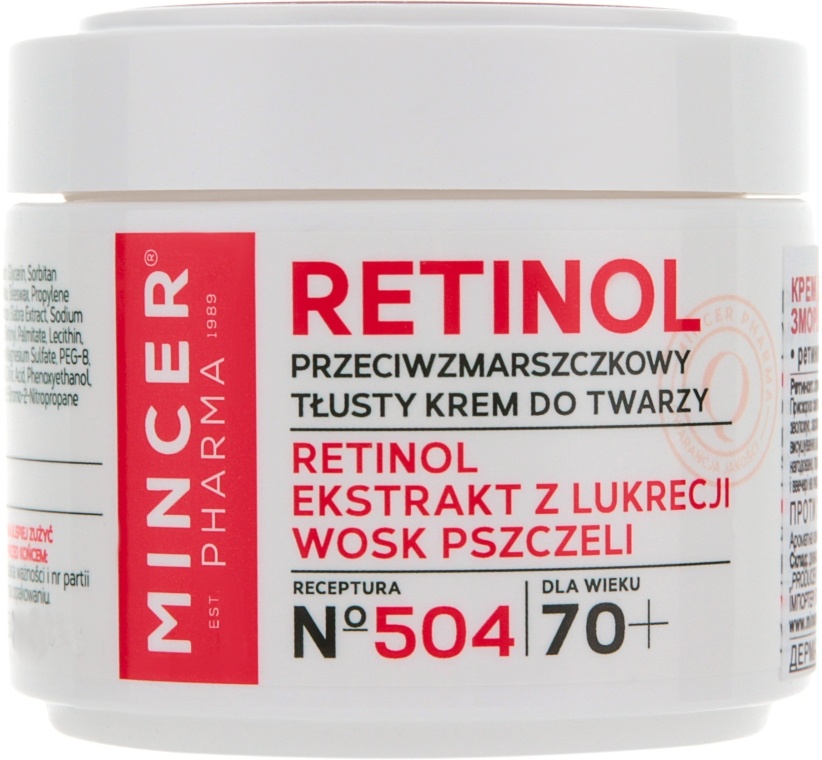 MINCER PHARMA RETINOL 70+ N˚ 504 Anti-Wrinkle Rich Krém