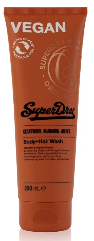 Superdry Cedarwood. Mandarin. Amber. Body+Hair Wash