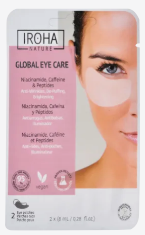 IROHA nature Textilná maska pod oči Global Eye Care s niacinamídom, kofeínom a peptidmi