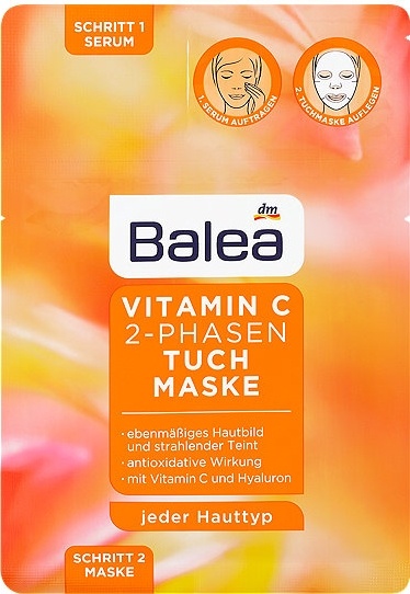 Balea textilná 2-fázová pleťová maska Vitamin C