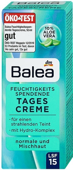 Balea hydratačný denný pleťový krém 10 % Aloe vera s SPF 15