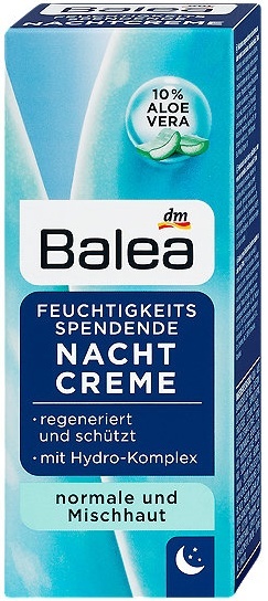 Balea hydratačný nočný pleťový krém Aloe vera 10 %