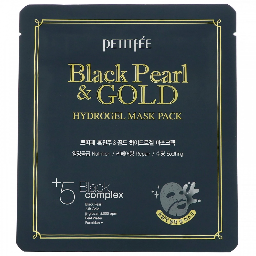 Petitfee Black Pearl & Gold Hydrogel Mask Pack 5ea