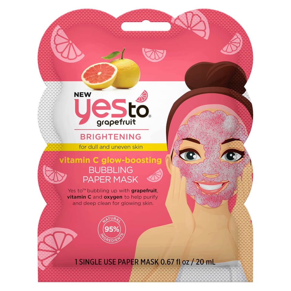 Yes To Grapefruit Vitamin C Glow Boosting Bubbling Paper Single Use Face Mask