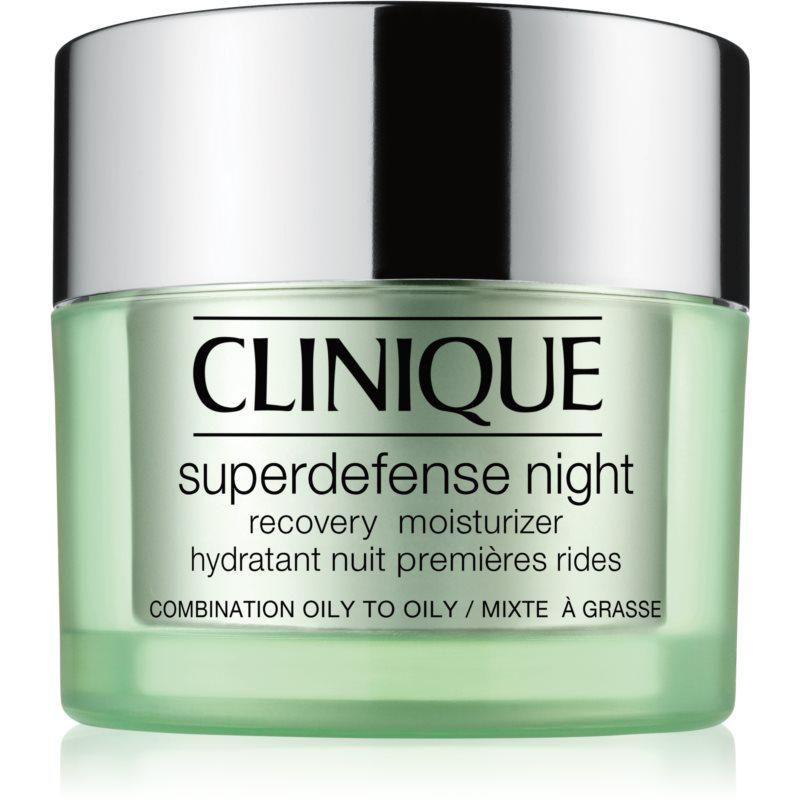 Clinique Superdefense™ Night Recovery Moisturizer hydratačný nočný krém proti vráskam pre mastnú a zmiešanú pleť 