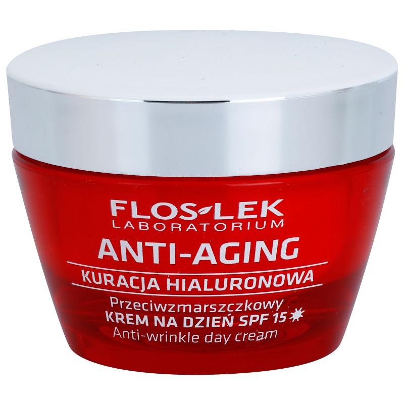 FlosLek Laboratorium Anti-Aging Hyaluronic Therapy denný hydratačný krém proti starnutiu pleti SPF 15 