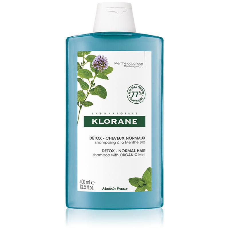 Klorane Water Mint BIO čistiaci detoxikačný šampón pre normálne vlasy 