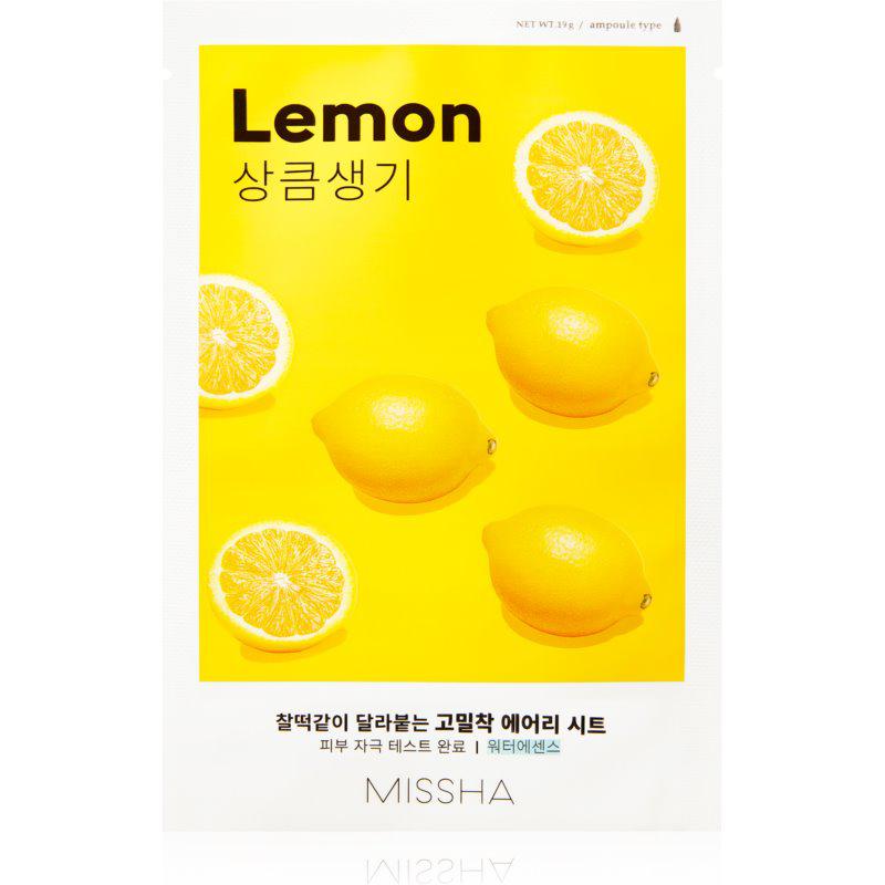 Missha Airy Fit Lemon plátenná maska pre rozjasnenie a vitalitu pleti 