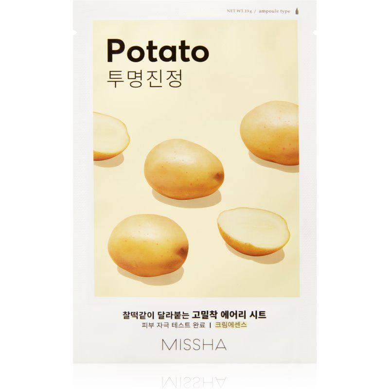 Missha Airy Fit Potato vyhladzujúca plátenná maska pre rozjasnenie pleti 