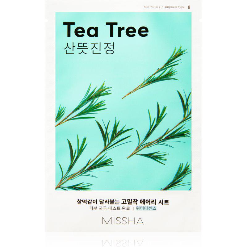 Missha Airy Fit Tea Tree plátenná maska s čistiacim a osviežujúcim účinkom pre citlivú pleť 