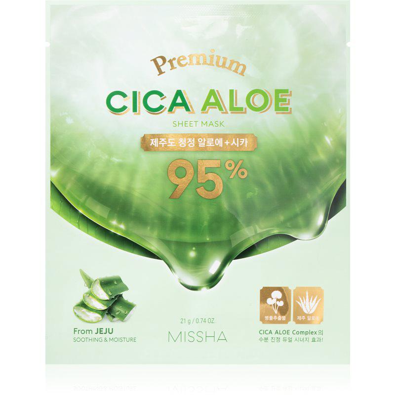 Missha Premium Cica Aloe plátenná maska s čistiacim a osviežujúcim účinkom s aloe vera 