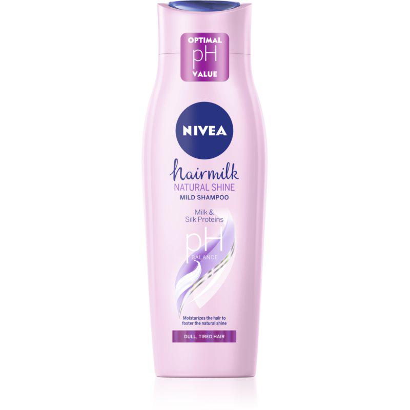 Nivea Hairmilk Natural Shine ošetrujúci šampón pre unavené vlasy bez lesku 