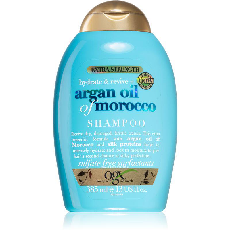 OGX Argan Oil Of Morocco Extra Strenght obnovujúci šampón pre veľmi poškodené krehké vlasy 
