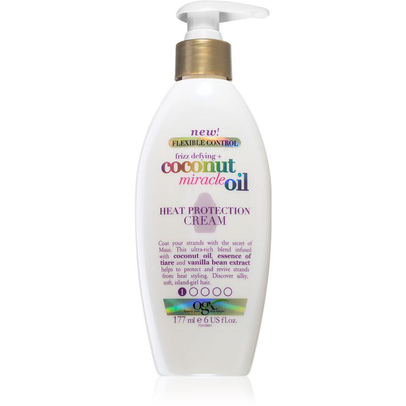 OGX Coconut Miracle Oil termoochranný krém pre uhladenie nepoddajných vlasov 