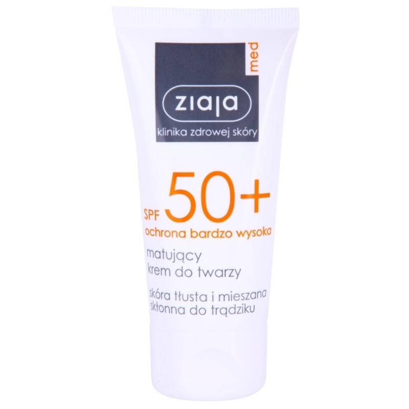 Ziaja Med Protecting UVA + UVB zmatňujúci opaľovací krém na tvár SPF 50+ 